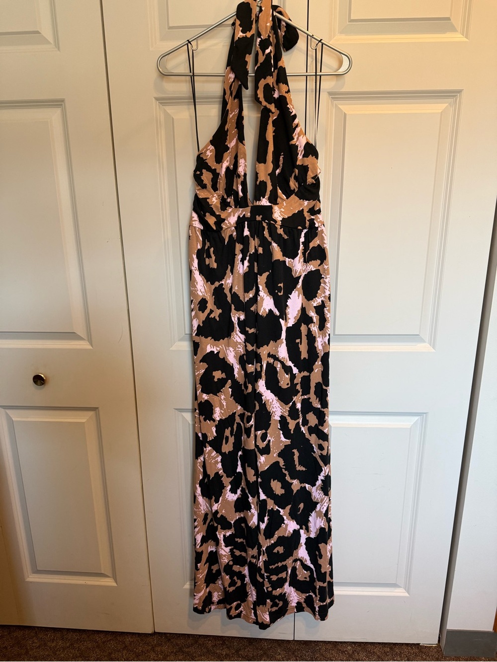 Diane Von Fursenberg for Target Black & Tan Animal Halter Jumpsuit - Medium